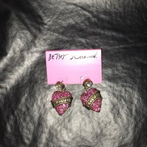 Betsey Johnson pink heart earrings